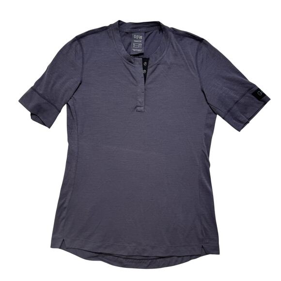 GORE WEAR Womens Merino Western Shirt Charcoal Black Stripe Sz Small 4-6 Henley - Picture 4 of 10